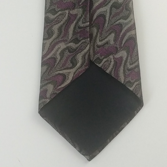 Bellissimo Men's Tie Purple with black and gray print - Picture 4 of 6